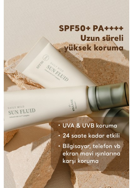 Daily Mild Sun Fluid SPF50+ PA++++ 50ml - Hafif Dokulu Günlük Vegan Güneş Kremi