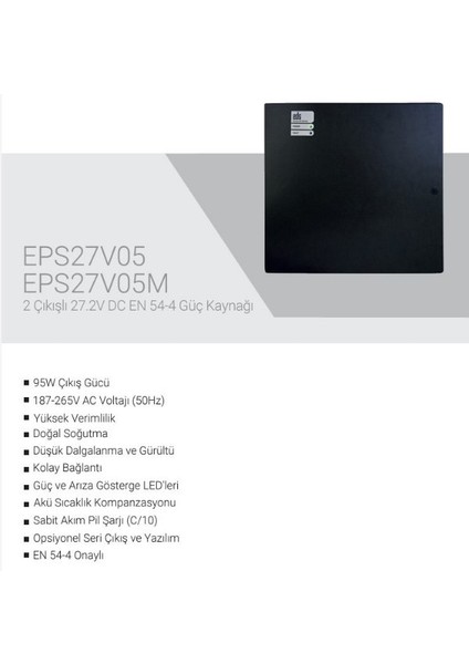 EPS27V05M 2 Çıkışlı 27.2 V Dc EN54-4 Güç Kaynağı Mini Kutu