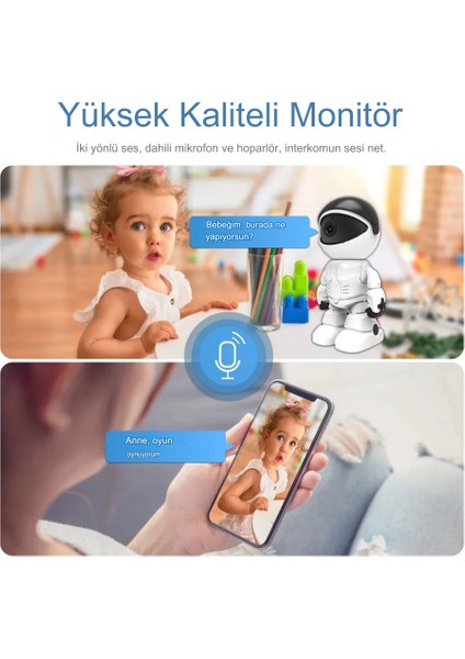 Robot Görüünümlü Hd Ip Kamera Kablosuz 5mp Hd Ev Güvenlik Kamerası Ir Gece Görüş Iki Yönlü Ses Bebek Evcil Hayvan Izleme Kamerası