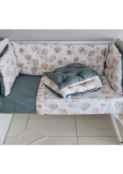 Babynest Dünyası 60X120 Beşik 4 Kenar Koruma Takımı Çift Yönlü Koala Yesil