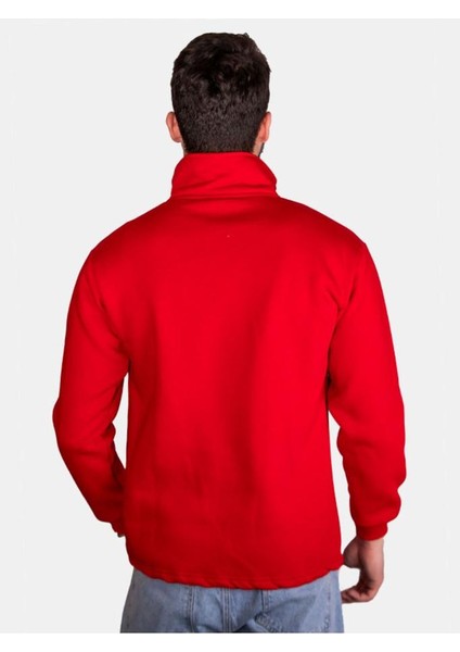 Unisex Üç Iplik Şardonlu Yarım Fermuarlı Standart Kesim Sweat