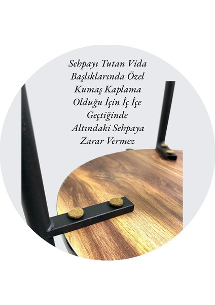 Alya-3lü Zigon Sehpa Metal Ayaklı Zigon Sehpa Metal Sehpa