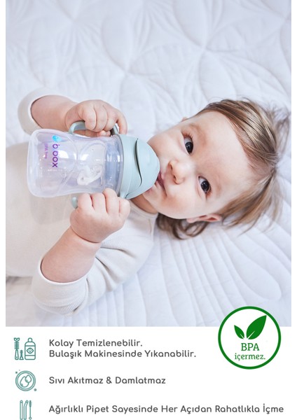 Tıklama Uçlu Kilitli Alıştırma Bardağı, 6 Ay, 240 Ml, Blueberry, 1 Adet