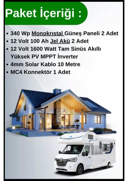 N&D Lighting Bağ Evi Karavan Mini Buzdolabı+Tv+Aydınlatma Solar Paket 5 kwp