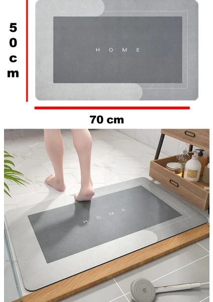 Su Emici Banyo Paspası Kaymaz Tabanlı Su Emici Yapı 50 x 70 cm  Kare