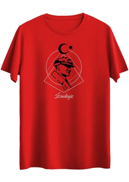 Izindeyiz Baskılı Sıfır Yaka Kısa Kollu 19 Mayıs 29 Ekim T-Shirt