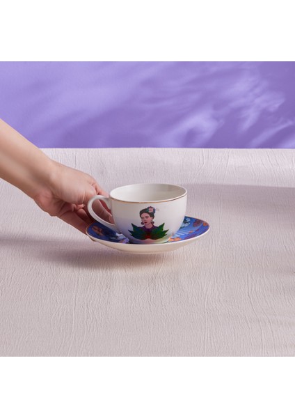 Frida Çay Fincanı ve Tabağı Mavi 220 ml fiyatları