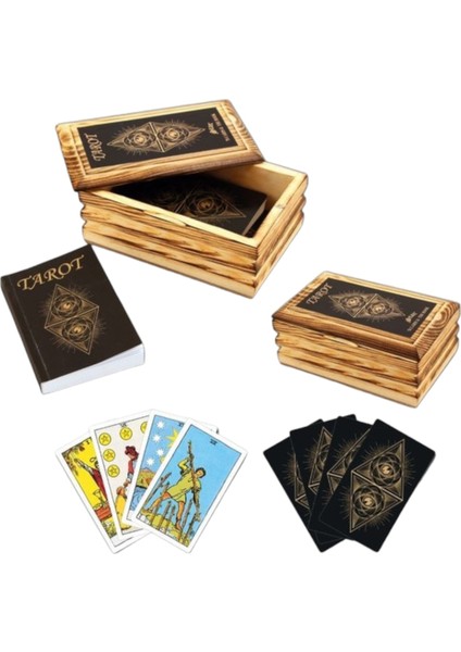 Ahşap Kutulu 78 Kartlı ve Kitapçık Dahil Tarot Kart Seti