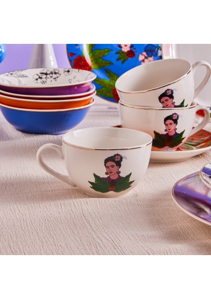 Frida Çay Fincanı ve Tabağı Turuncu 220 ml modelleri
