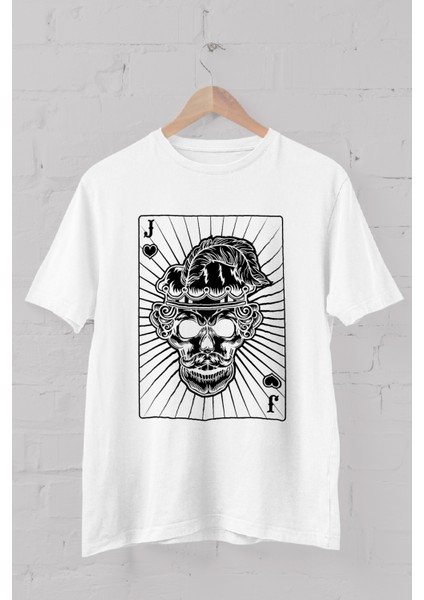 Joker Iskelet Baskılı Bisiklet Yaka Erkek T-Shirt