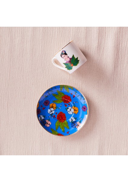 Frida Kahve Fincanı ve Tabağı Mavi 90 ml modelleri