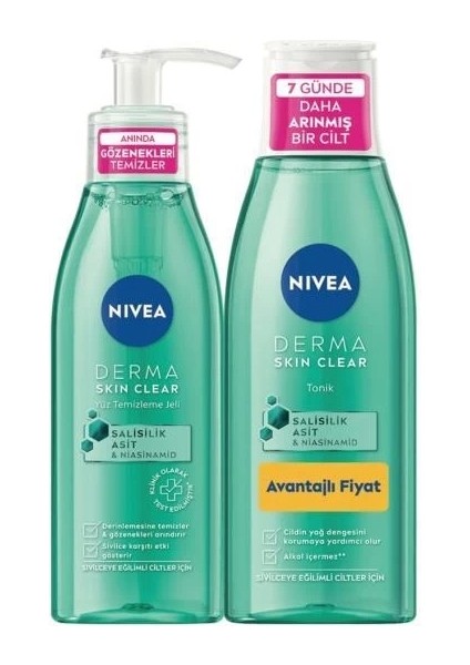 Nıvea Derma Skin Clear Yüz Temizleme Jeli 150 Ml+Nivea Tonik 200 Set