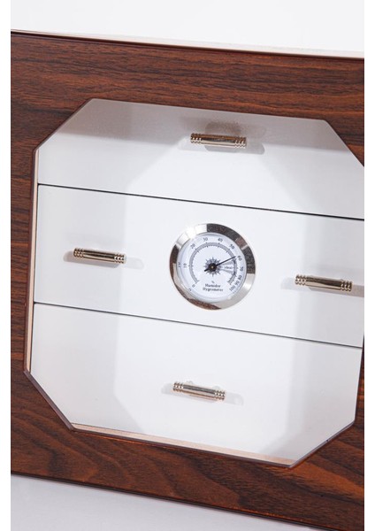 Humidor / Puro Saklama Kutusu Kestane - Beyaz