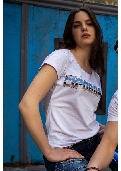 Wt366 Futurist Taşlı Kadın T-Shirt