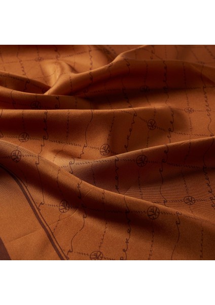 Ipekevi Twill Ipek Eşarp - Monogram - Taba