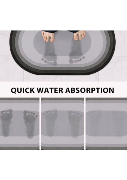 Sihirli Süper Su Emici Banyo Ayak Paspası, 38*58 cm Ölçü/ Kaymaz Tabanlı Oval Abdest Paspası modelleri