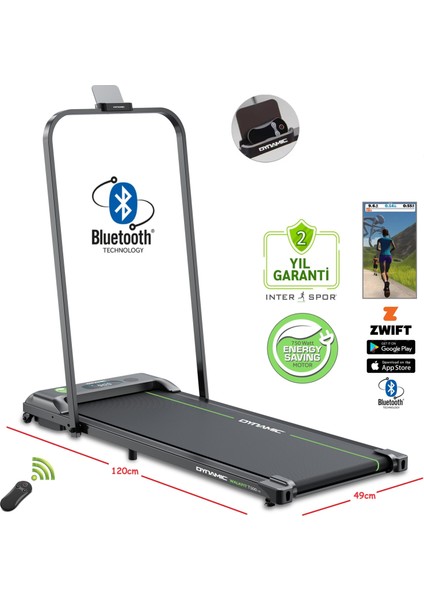 Walkfitpad T500 Hb Tutma Kollu Bluetooth'lu Hoparlörlü Uygulama Destekli Enerji Tasarruflu Yağlama Gerektirmeyen Uzaktan Kumandalı Koşu Bandı