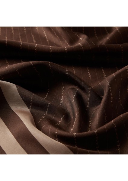 Ipekevi Twill Ipek Eşarp - Çizgili Signature - Kahverengi