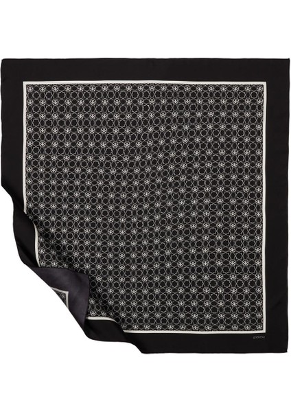 Ipekevi Twill Ipek Eşarp - Mini Seljuk - Siyah Beyaz