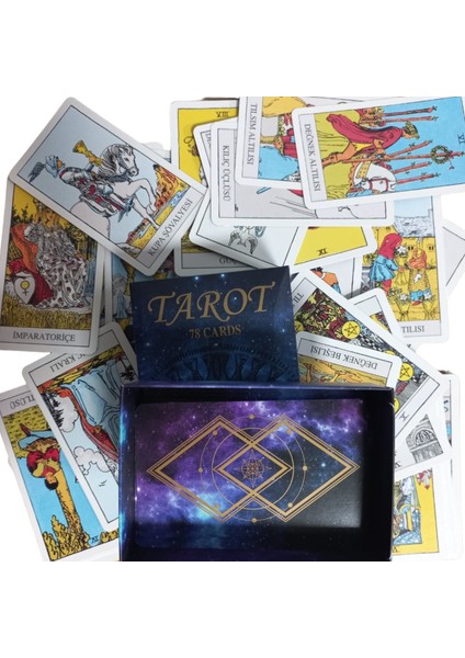 Dijital Kitapçıklı Karton Kutu Içinde 78 Adet Kalın Tarot Kartı