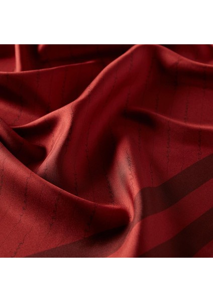 Ipekevi Twill Ipek Eşarp - Çizgili Signature - Kırmızı