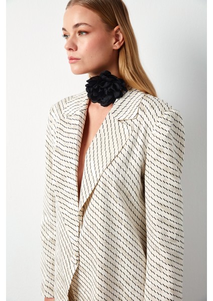 Çizgi Desenli Ceket - Bej fiyatları
