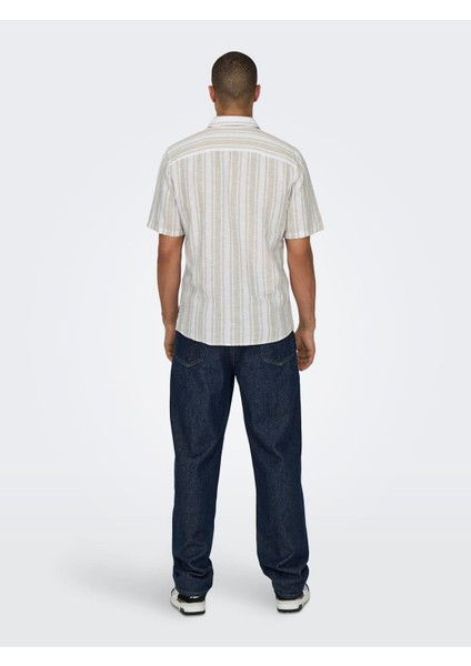Only&sons Erkek Çizgi Desenli Keten Gömlek 22028420 fiyatları