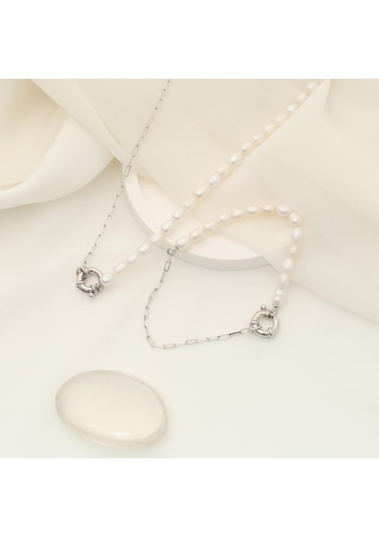 925 Ayar Gümüş Barock White Tatlısu Incisi Kolye-5mm modelleri