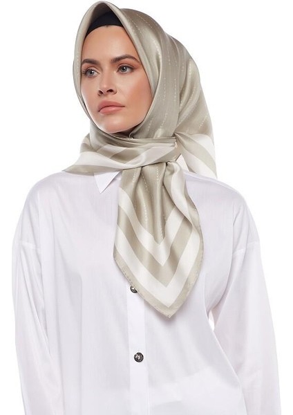 Ipekevi Twill Ipek Eşarp - Çizgili Signature - Nil Yeşili