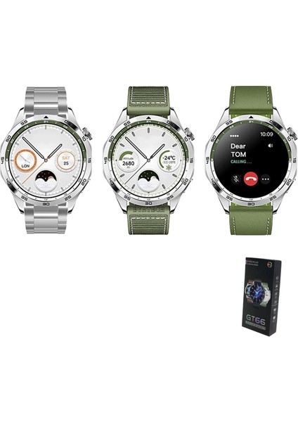 GT66 Plus Curved Amoled Ekran Metal / Deri / Silikon Kordonlu Watch 4 Pro Max Akıllı Saat