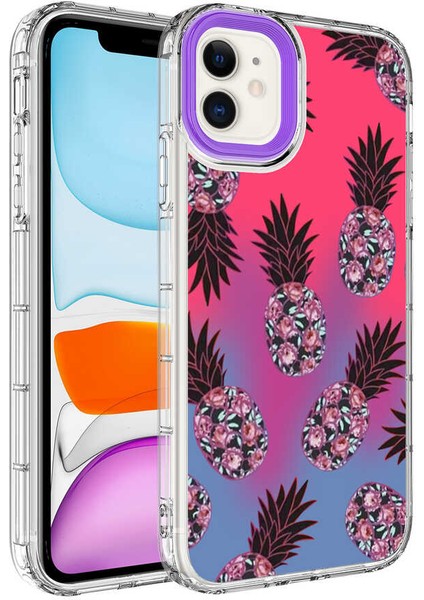 Apple iPhone 12 - Uyumlu Kamera Korumalı Renkli Desenli Sert Silikon Korn Kapak-No6