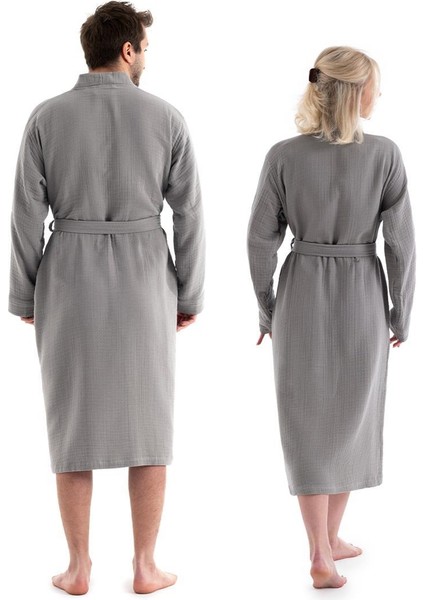Unisex Kimono Müslin Bornoz + Havlu Seti Gri modelleri