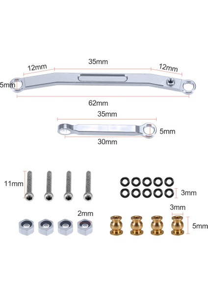 Eksenel SCX24 90081 1/24 Rc Paletli Araba Metal Direksiyon Çubuğu Kravat Bağlantıları Bağlantı Çekme Çubuğu Yükseltme Parçaları Aksesuarları, 1 (Yurt Dışından) modelleri