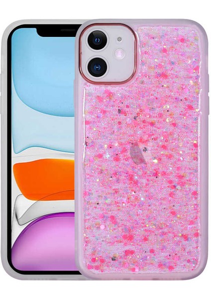 Apple iPhone 11 - Uyumlu Figürlü Desenli Işıltılı Sert Sos Kapak-No6