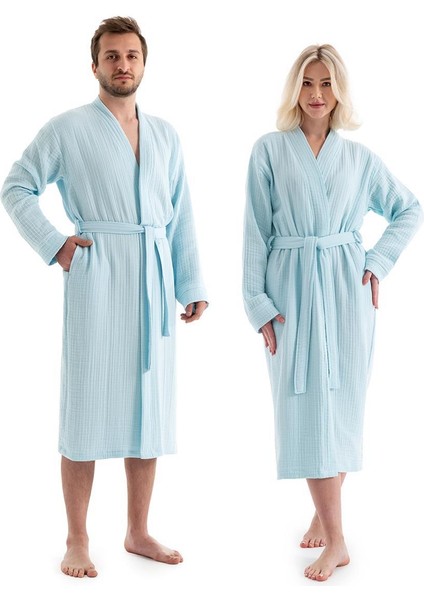 Unisex Kimono Müslin Bornoz + Havlu Seti Mint