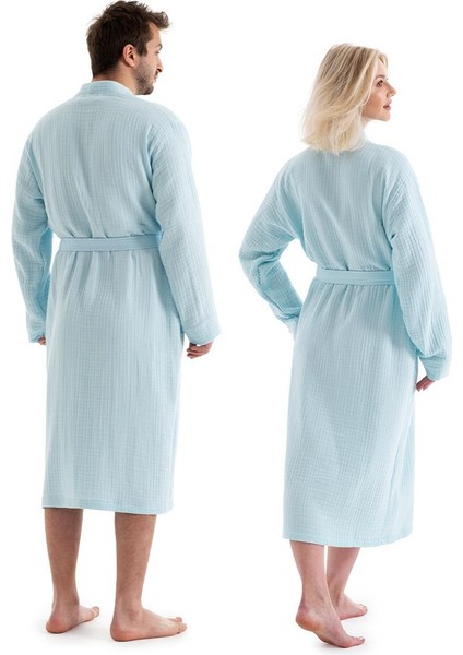 Unisex Kimono Müslin Bornoz + Havlu Seti Mint