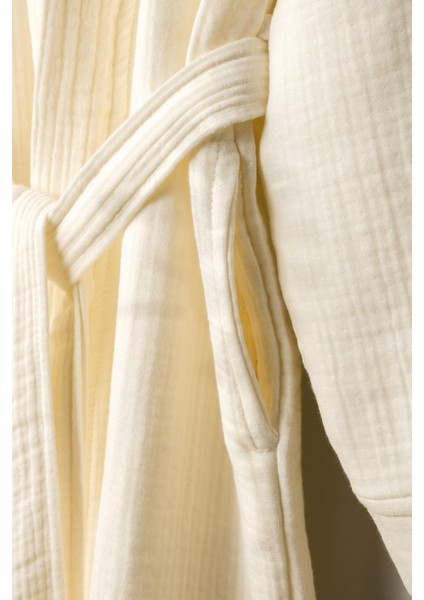 Unisex Kimono Müslin Bornoz + Havlu Seti Ekru fırsatları