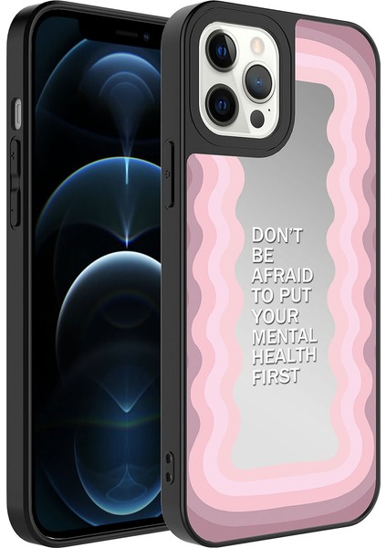Apple iPhone 12 Pro Max - Uyumlu Aynalı Desenli Kamera Korumalı Parlak Mirror Kapak-Ayna
