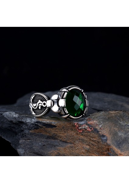 Zirkon Taşlı Çapa Model 925 Ayar Gümüş Erkek Yüzük