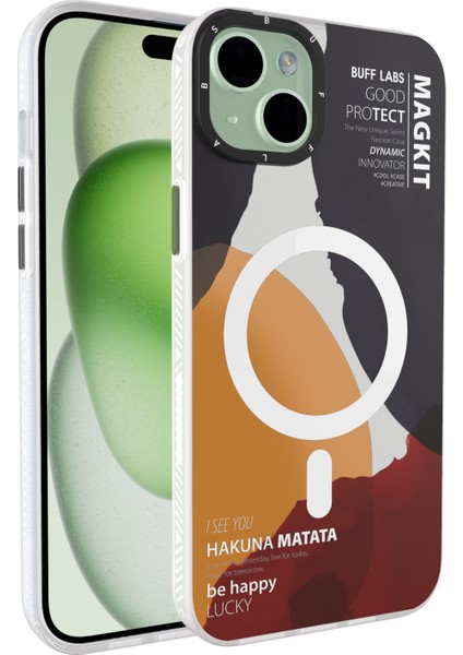 iPhone 15 Plus Magkit Desenli Kılıf Hakuna