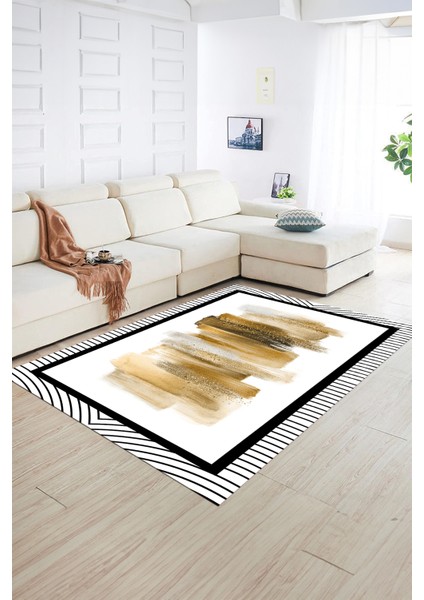 Dijital Baskılı Kaymaz Yıkanabilir Modern Desen Yolluk Mutfak Salon Halısı, N-Modern-22-Kahve, fiyatları