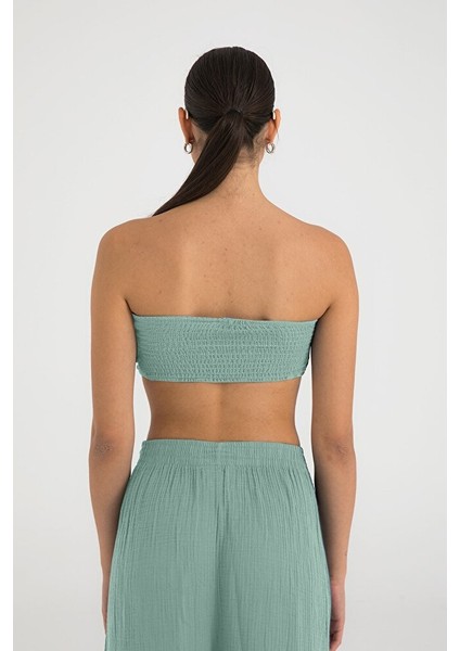 Sheismono Müslin Düğüm Crop Top Mint