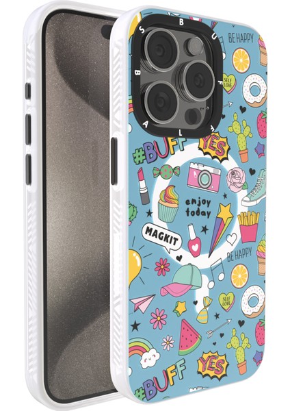 Buff iPhone 15 Pro Max Magkit Desenli Kılıf Blue Junior