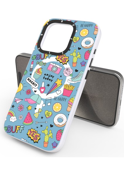 Buff iPhone 15 Pro Max Magkit Desenli Kılıf Blue Junior modelleri