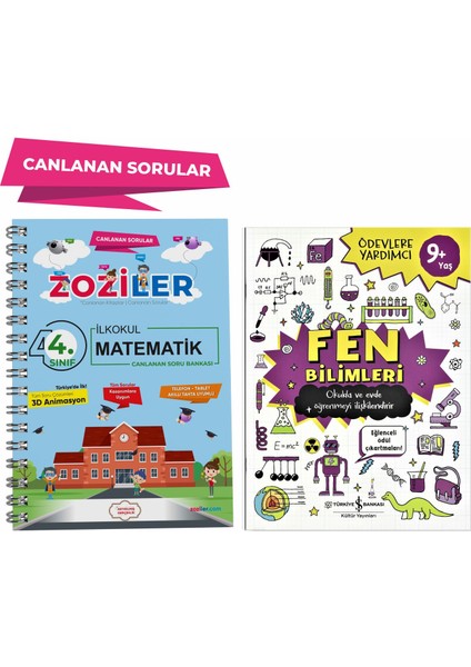 4. Sınıf Matematik Canlanan Soru Bankası ve Fen Bilimleri Ödevlere Yardımcı Kitap 2'li Set