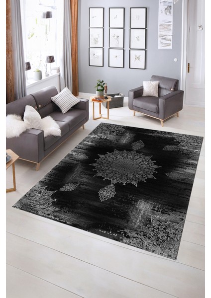 Dijital Baskılı Kaymaz Yıkanabilir Modern Desen Yolluk Mutfak Salon Halısı, N-Modern-06-Gri, indirimleri