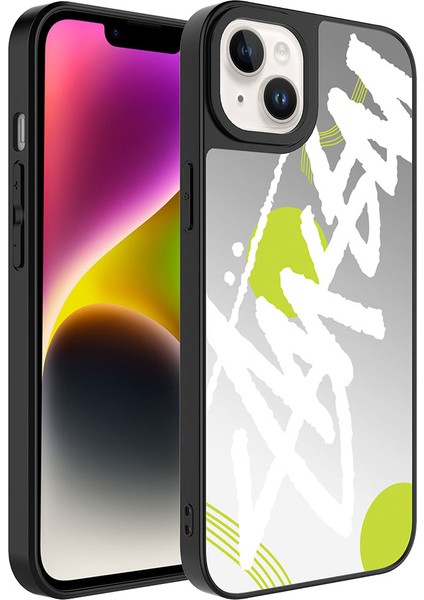 Apple iPhone 14 - Uyumlu Aynalı Desenli Kamera Korumalı Parlak Mirror Kapak-Yazı