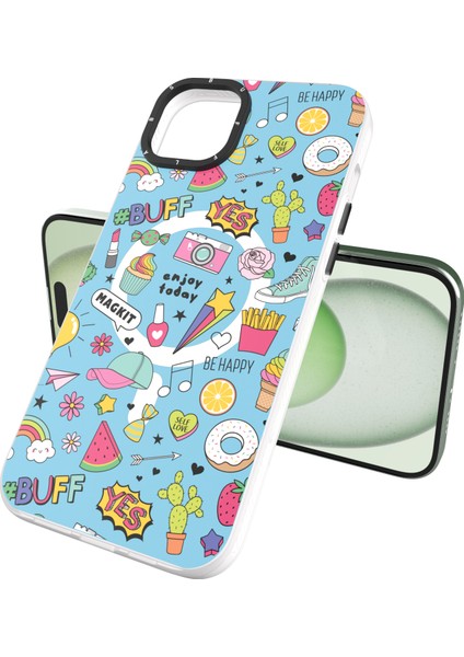 Buff iPhone 15 Plus Magkit Desenli Kılıf Blue Junior fiyatları