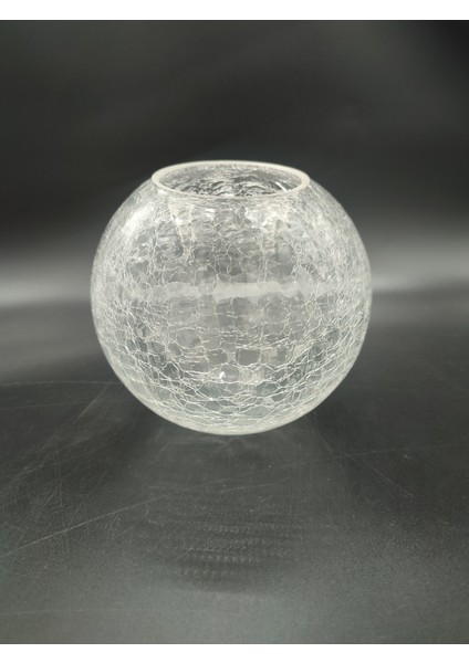 Glob Avize Camı Şeffaf Çatlatılmış Desenli (Çap: 15.00cm- Duy Yuvası: 7.00cm)