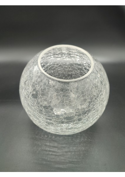 Glob Avize Camı Şeffaf Çatlatılmış Desenli (Çap: 15.00cm- Duy Yuvası: 7.00cm)